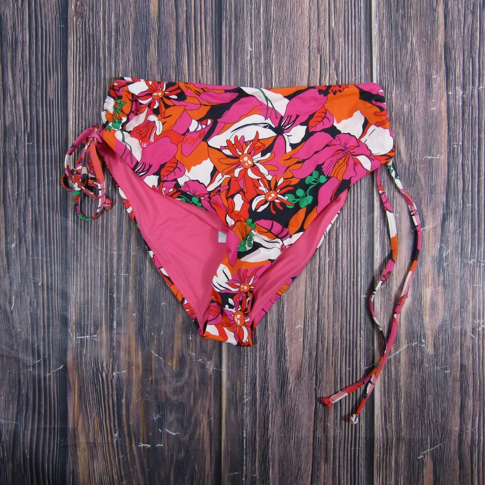 Marine Layer Swim Bottom Womens Small Pink Floral High Waisted Side Tie Bikini